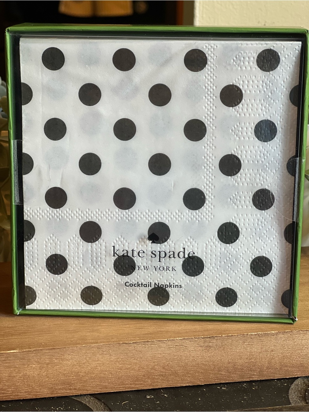kate spade White Cocktail Napkins with Black Polka Dots